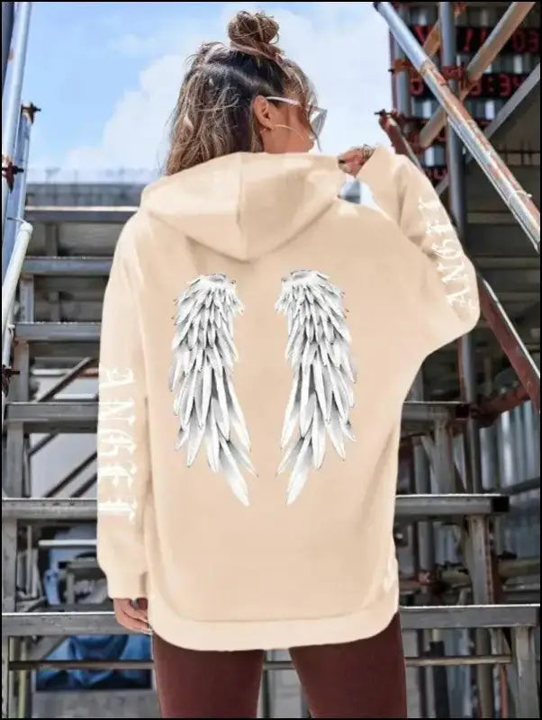 ’Women’s Angel Wings Printed Hoodie - Warm Casual Loose-Fit Fashion Sweatshirt’ - Women Hoodies