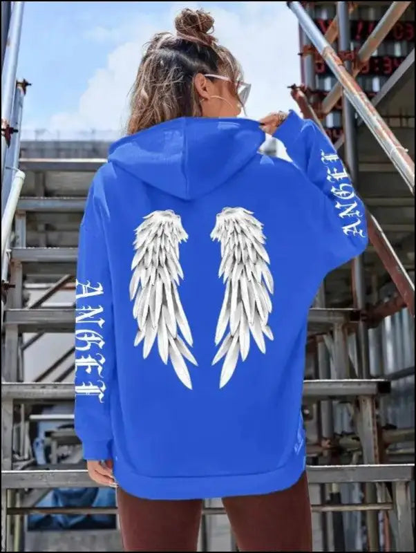’Women’s Angel Wings Printed Hoodie - Warm Casual Loose-Fit Fashion Sweatshirt’ - Women Hoodies