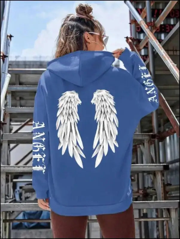 ’Women’s Angel Wings Printed Hoodie - Warm Casual Loose-Fit Fashion Sweatshirt’ - Women Hoodies