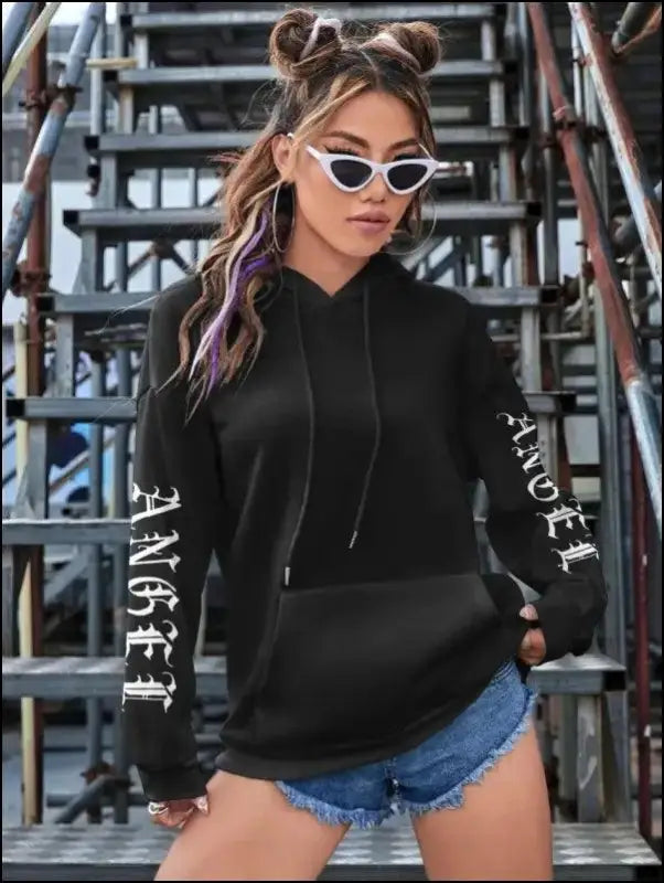 ’Women’s Angel Wings Printed Hoodie - Warm Casual Loose-Fit Fashion Sweatshirt’ - Women Hoodies