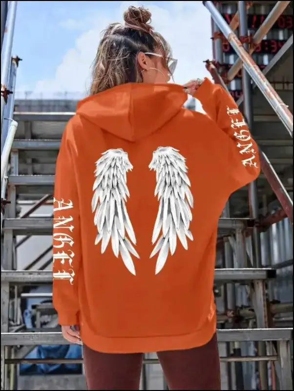 ’Women’s Angel Wings Printed Hoodie - Warm Casual Loose-Fit Fashion Sweatshirt’ - Women Hoodies
