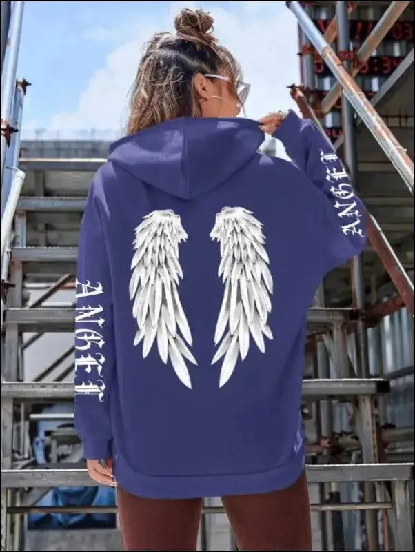 ’Women’s Angel Wings Printed Hoodie - Warm Casual Loose-Fit Fashion Sweatshirt’ - Women Hoodies