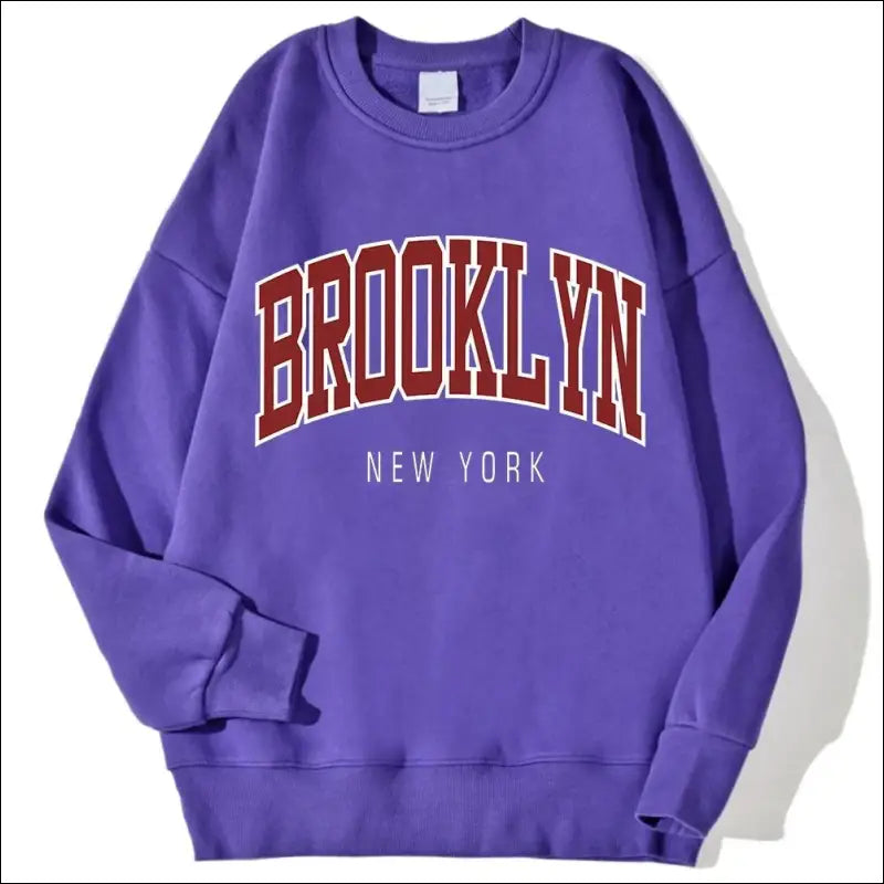 ’Women’s Brooklyn New York Printed Hoodie - Trendy Harajuku Cotton Sweatshirt Colorful & Durable’ - Purple / S