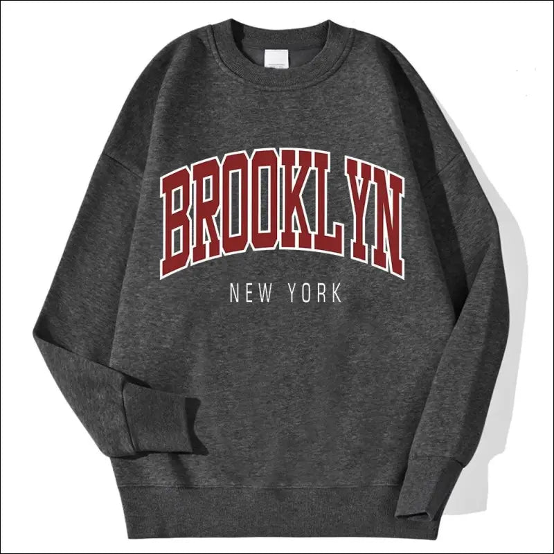 ’Women’s Brooklyn New York Printed Hoodie - Trendy Harajuku Cotton Sweatshirt Colorful & Durable’ - Dark Gray / M