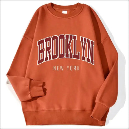 ’Women’s Brooklyn New York Printed Hoodie - Trendy Harajuku Cotton Sweatshirt Colorful & Durable’ - Brick Red / M