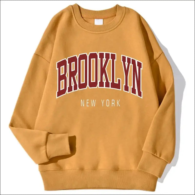 ’Women’s Brooklyn New York Printed Hoodie - Trendy Harajuku Cotton Sweatshirt Colorful & Durable’ - Khaki / XL