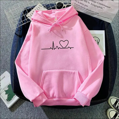 ’Women’s Casual Print Hoodie - Loose Fit Harajuku Pullover Lazy Style Spring Streetwear (2023)’ - 2-Pink / M