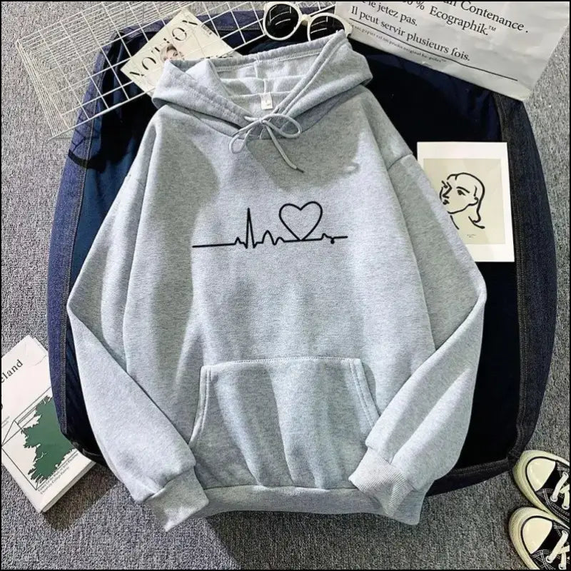 ’Women’s Casual Print Hoodie - Loose Fit Harajuku Pullover Lazy Style Spring Streetwear (2023)’ - Women Hoodies