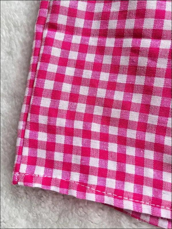 ’Women’s Gingham Plaid Boxer Shorts - Elastic Waist Casual Lounge Summer Shorts’ - Women