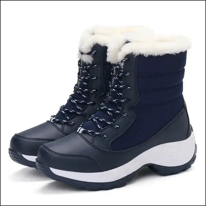 Women’s Snow Boots - Non-Slip Platform Winter Shoes Fur-Lined Warm Ankle Waterproof Wedge Thigh High for Women - Blue