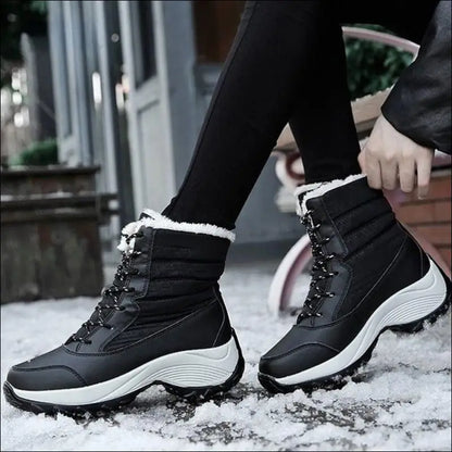 Women’s Snow Boots - Non-Slip Platform Winter Shoes Fur-Lined Warm Ankle Waterproof Wedge Thigh High for Women