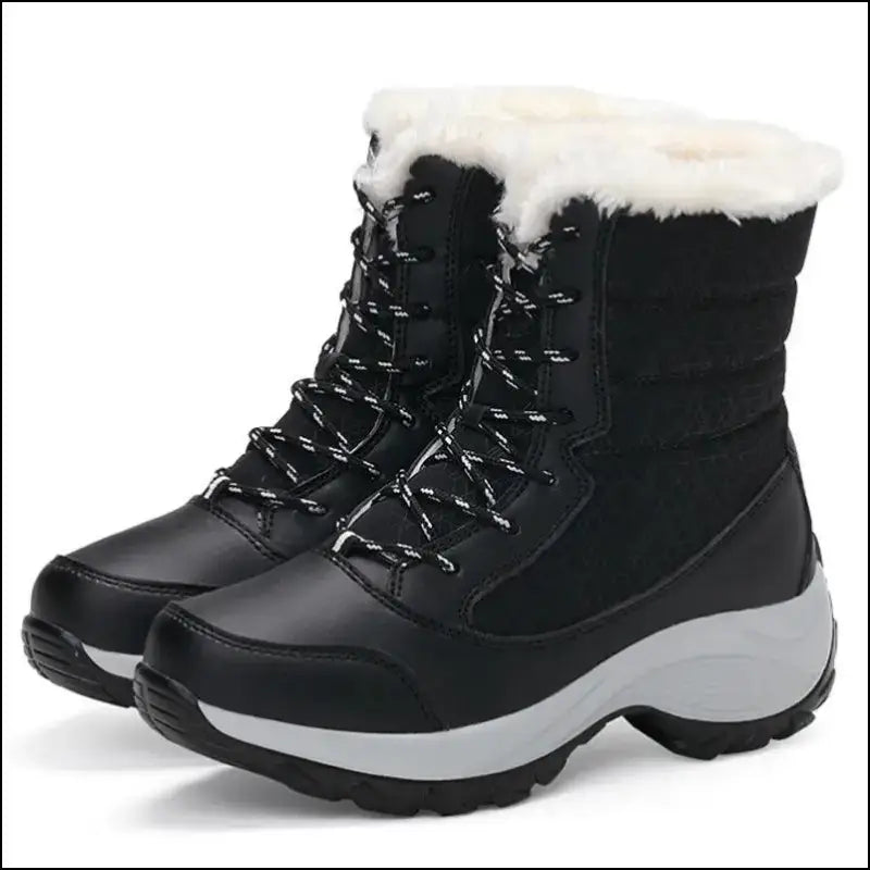 Women’s Snow Boots - Non-Slip Platform Winter Shoes Fur-Lined Warm Ankle Waterproof Wedge Thigh High for Women