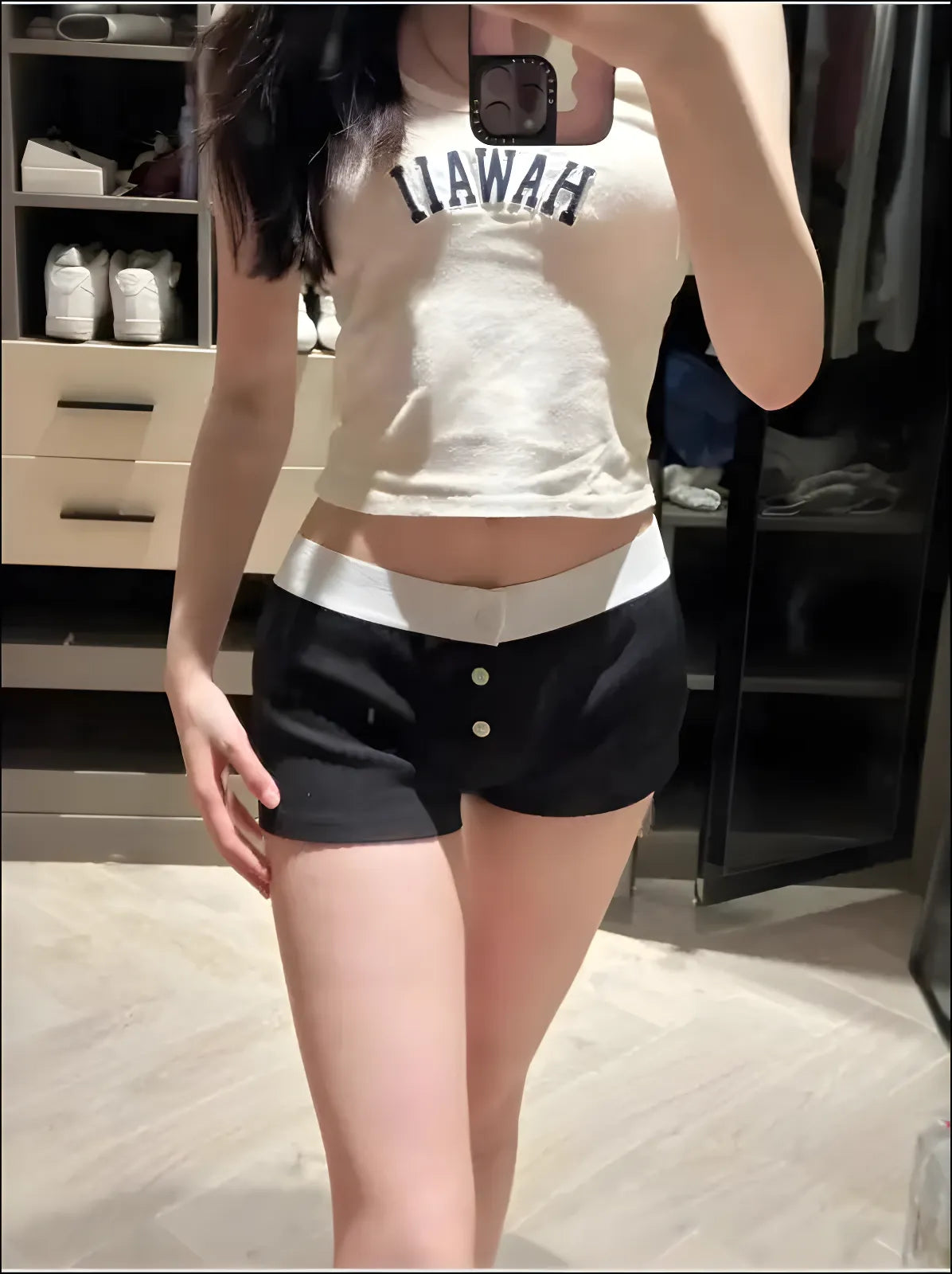 ’Women’s Vintage Low-Waist Cotton Shorts - Soft Button-Front Chic Summer Bottoms (2023)’ - Women Boxer