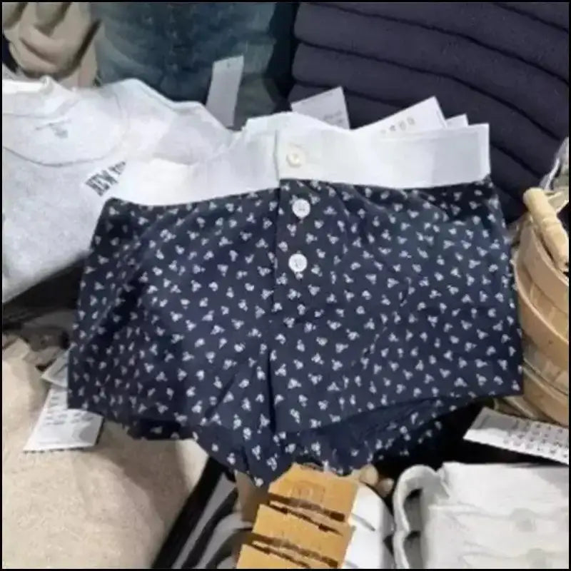 ’Women’s Vintage Low-Waist Cotton Shorts - Soft Button-Front Chic Summer Bottoms (2023)’ - Women Boxer