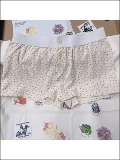 ’Women’s Vintage Low-Waist Cotton Shorts - Soft Button-Front Chic Summer Bottoms (2023)’ - Women Boxer
