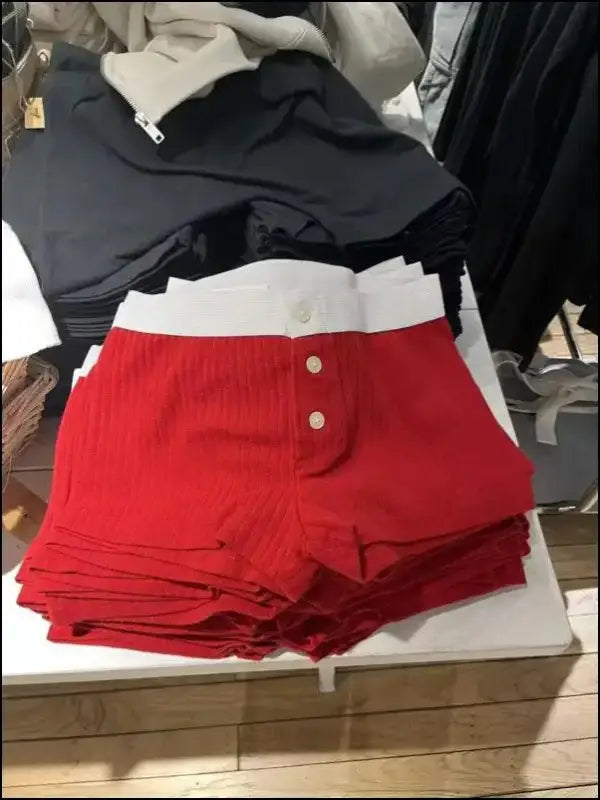 ’Women’s Vintage Low-Waist Cotton Shorts - Soft Button-Front Chic Summer Bottoms (2023)’ - Women Boxer