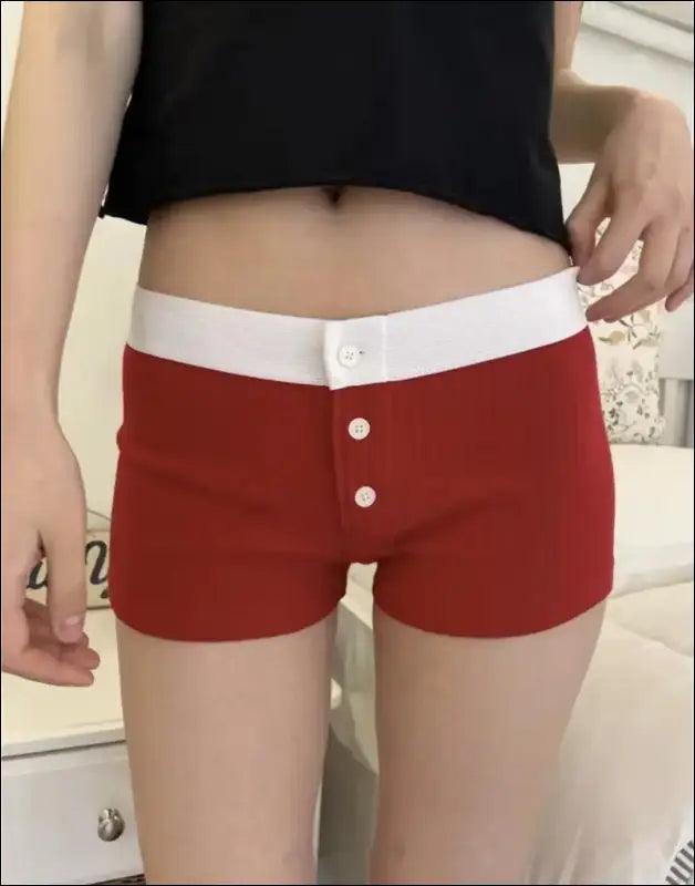 ’Women’s Vintage Low-Waist Cotton Shorts - Soft Button-Front Chic Summer Bottoms (2023)’ - Women Boxer