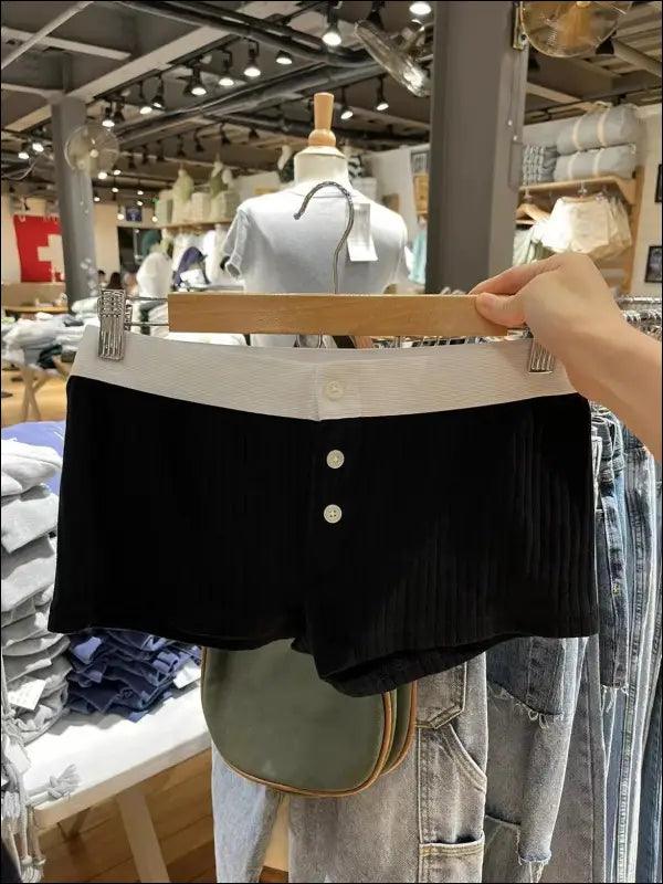 ’Women’s Vintage Low-Waist Cotton Shorts - Soft Button-Front Chic Summer Bottoms (2023)’ - Women Boxer