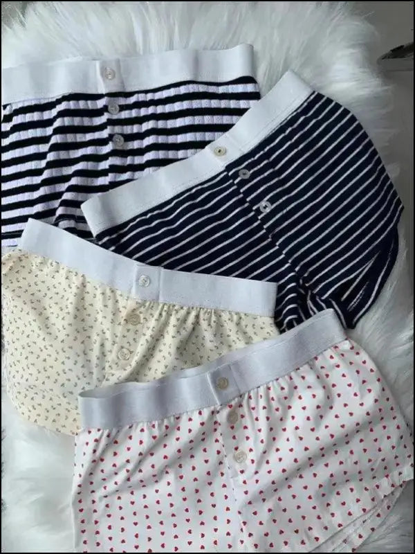 ’Women’s Vintage Low-Waist Cotton Shorts - Soft Button-Front Chic Summer Bottoms (2023)’ - Women Boxer