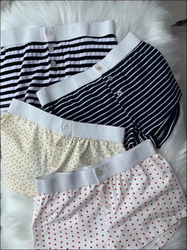 ’Women’s Vintage Low-Waist Cotton Shorts - Soft Button-Front Chic Summer Bottoms (2023)’ - Women Boxer