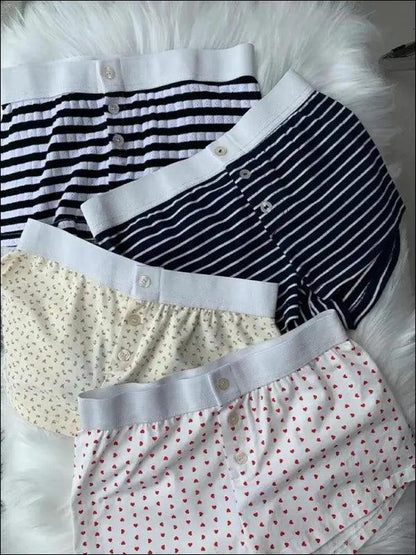 ’Women’s Vintage Low-Waist Cotton Shorts - Soft Button-Front Chic Summer Bottoms (2023)’ - Women Boxer