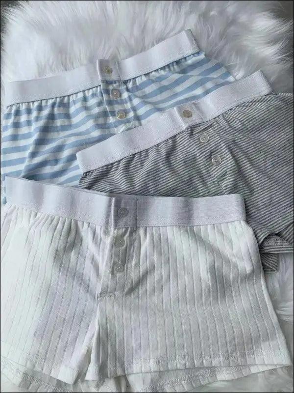 ’Women’s Vintage Low-Waist Cotton Shorts - Soft Button-Front Chic Summer Bottoms (2023)’ - Women Boxer