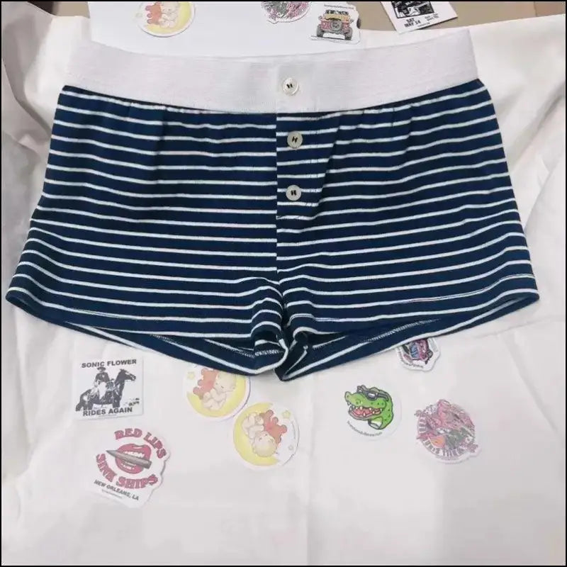 ’Women’s Vintage Low-Waist Cotton Shorts - Soft Button-Front Chic Summer Bottoms (2023)’ - Women Boxer