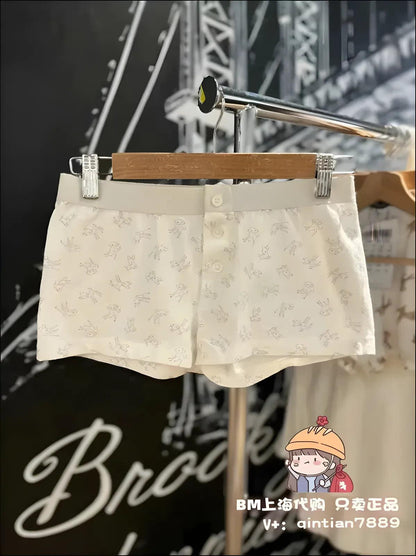 ’Women’s Vintage Low-Waist Cotton Shorts - Soft Button-Front Chic Summer Bottoms (2023)’ - color47 / One Size