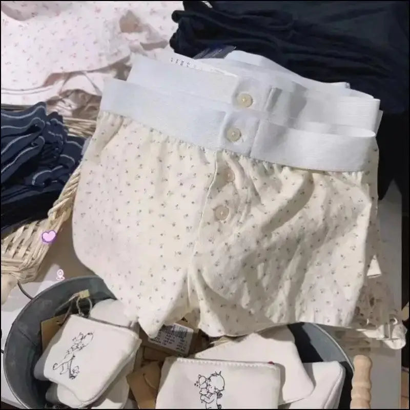 ’Women’s Vintage Low-Waist Cotton Shorts - Soft Button-Front Chic Summer Bottoms (2023)’ - Women Boxer