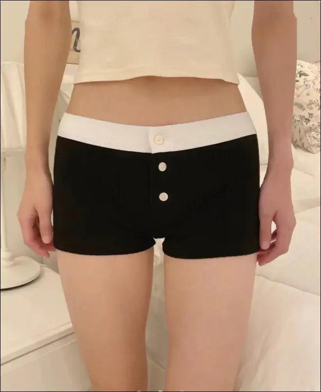 ’Women’s Vintage Low-Waist Cotton Shorts - Soft Button-Front Chic Summer Bottoms (2023)’ - Women Boxer