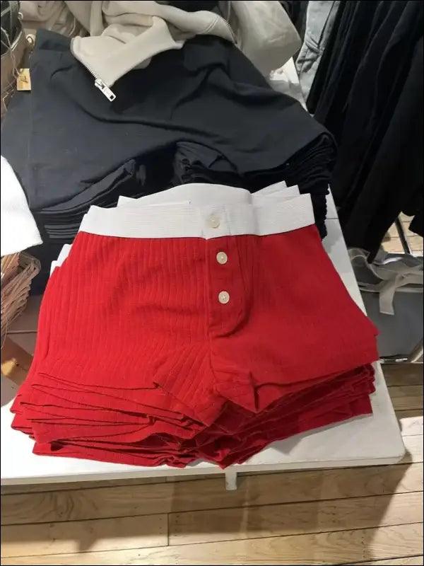 ’Women’s Vintage Low-Waist Cotton Shorts - Soft Button-Front Chic Summer Bottoms (2023)’ - Women Boxer