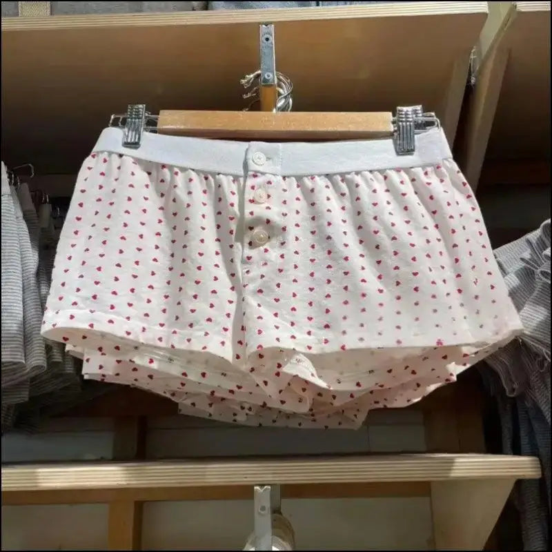 ’Women’s Vintage Low-Waist Cotton Shorts - Soft Button-Front Chic Summer Bottoms (2023)’ - Women Boxer