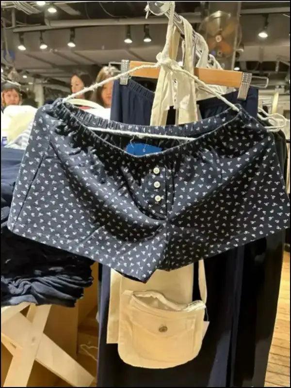 ’Women’s Vintage Low-Waist Cotton Shorts - Soft Button-Front Chic Summer Bottoms (2023)’ - color23 / One Size