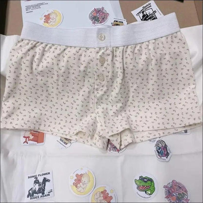 ’Women’s Vintage Low-Waist Cotton Shorts - Soft Button-Front Chic Summer Bottoms (2023)’ - Women Boxer