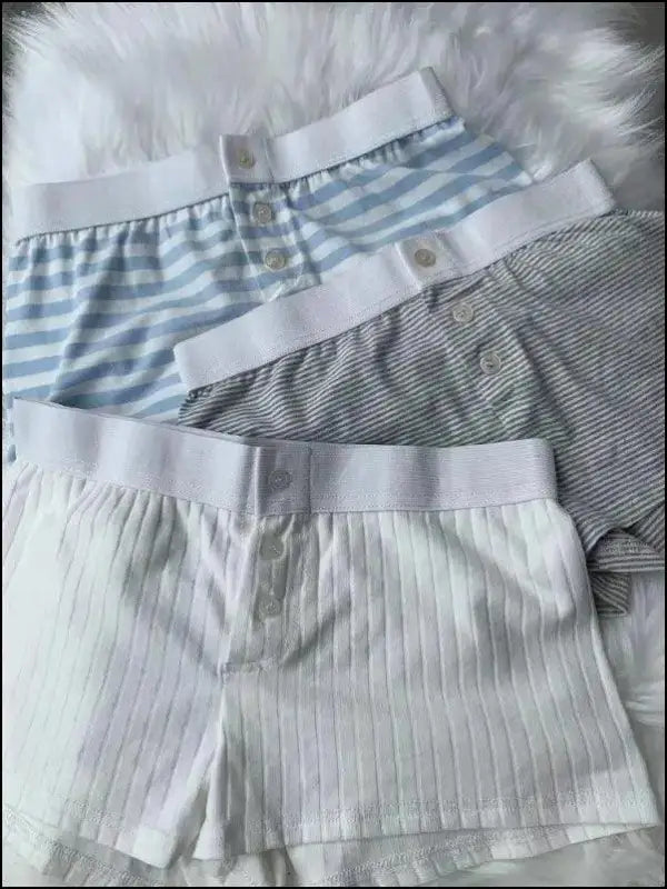 ’Women’s Vintage Low-Waist Cotton Shorts - Soft Button-Front Chic Summer Bottoms (2023)’ - Women Boxer