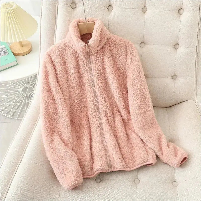 ’Women’s Winter Fleece Coat – Ultra-Warm Double-Sided Coral & Polar Jacket for Cozy Style!’ - Women’s winter
