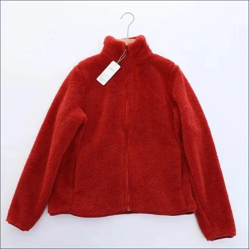 ’Women’s Winter Fleece Coat – Ultra-Warm Double-Sided Coral & Polar Jacket for Cozy Style!’ - Red / S - Women’s winter