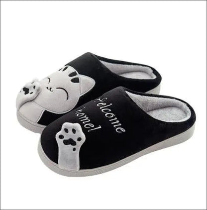 Women’s Winter Warm Plush Cat Slippers - Furry Indoor Home Shoes with Round Toe Design for Bedroom & Floor Comfort