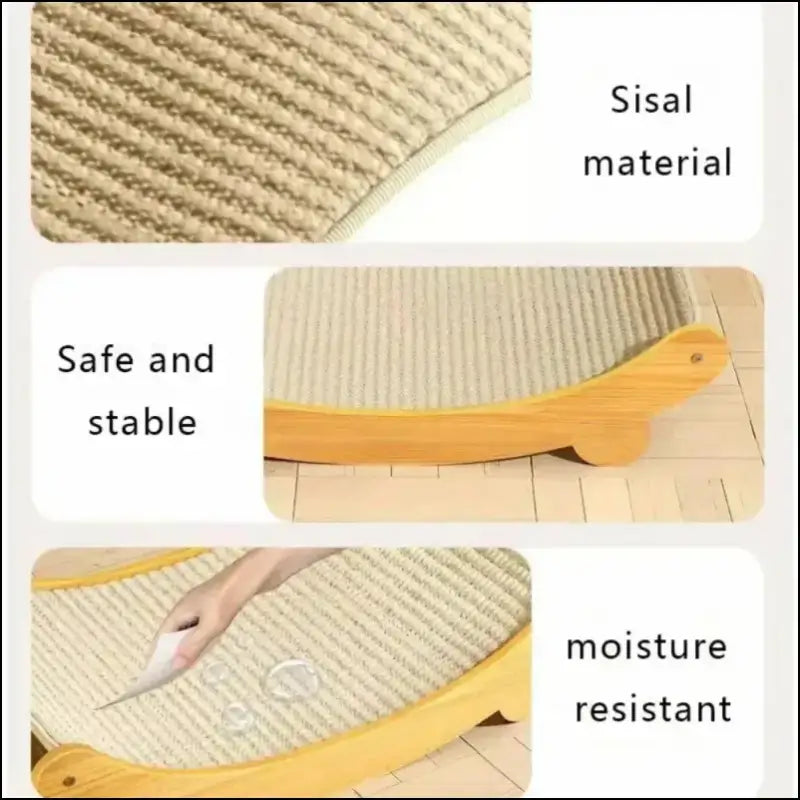 Wooden Cat Scratching Pad & Bed - Multifunctional Scratch Board Detachable Wear-Resistant Kitten Grinding Toy Sleeping