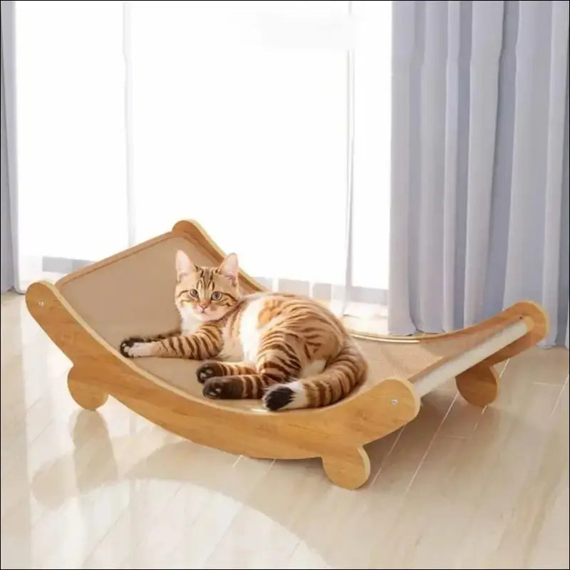 Wooden Cat Scratching Pad & Bed - Multifunctional Scratch Board Detachable Wear-Resistant Kitten Grinding Toy Sleeping