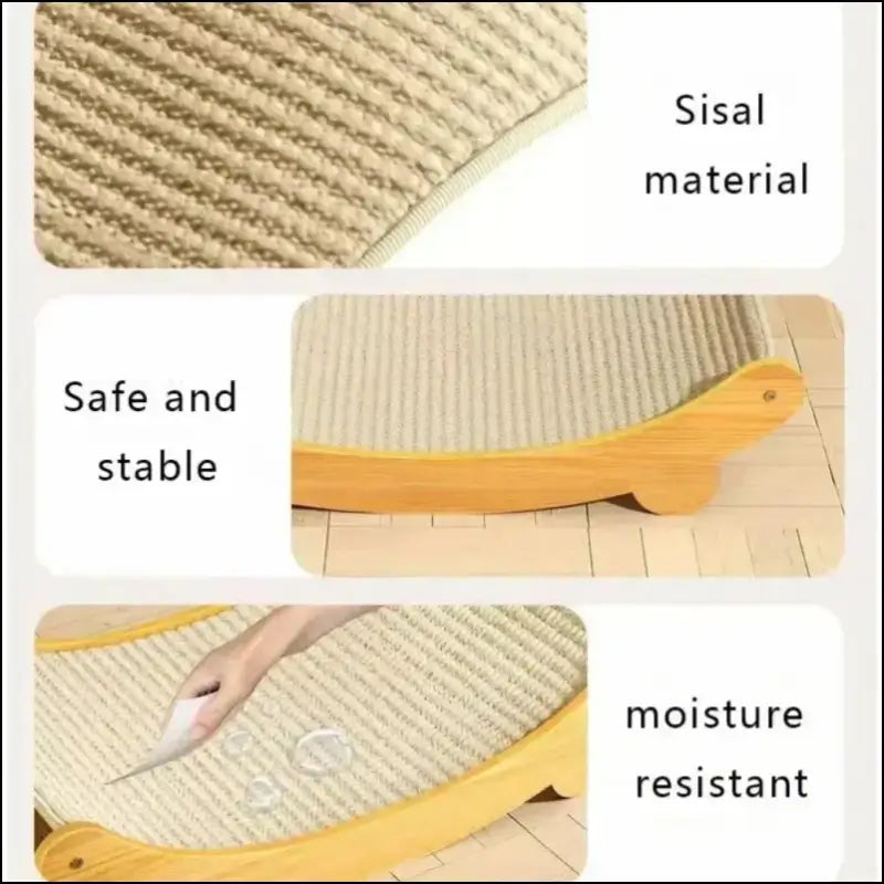 Wooden Cat Scratching Pad & Bed - Multifunctional Scratch Board Detachable Wear-Resistant Kitten Grinding Toy Sleeping