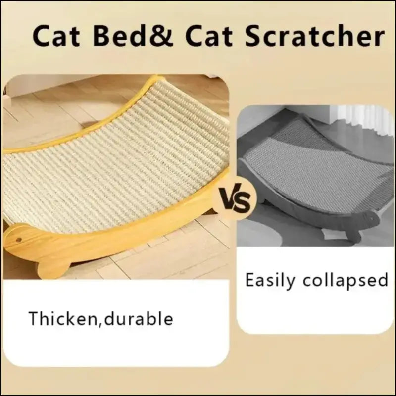 Wooden Cat Scratching Pad & Bed - Multifunctional Scratch Board Detachable Wear-Resistant Kitten Grinding Toy Sleeping
