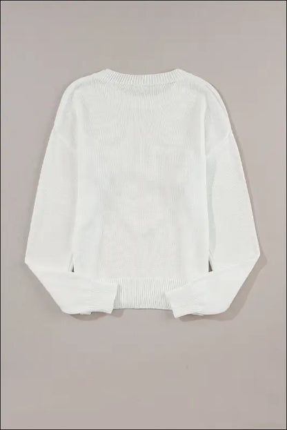 XOXO Round Neck Drop Shoulder Sweater