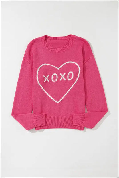 XOXO Round Neck Drop Shoulder Sweater
