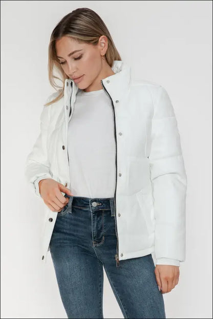 YMI Pocketed Zip Up Turtleneck Puffer Jacket