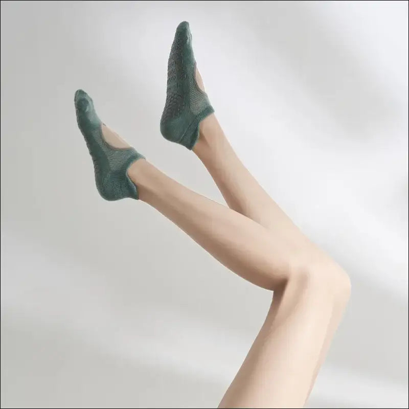 Yoga Socks Women Silicone Non-slip Pilates Grip Low-ankle Sock - dark green / EUR 34-41