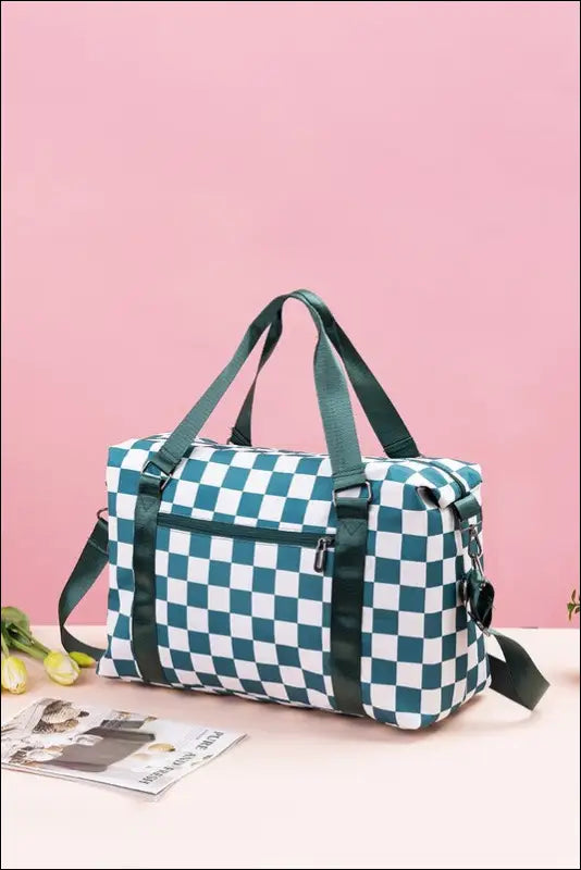 Zenana Checkered Multi-Pocket Travel Bag