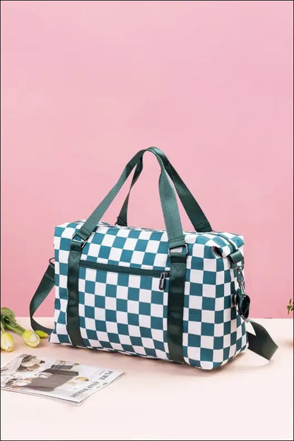 Zenana Checkered Multi-Pocket Travel Bag