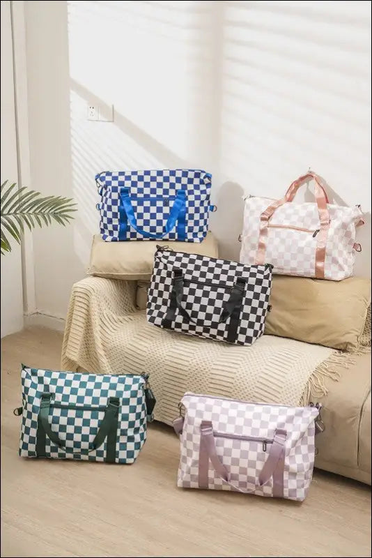 Zenana Checkered Multi-Pocket Travel Bag