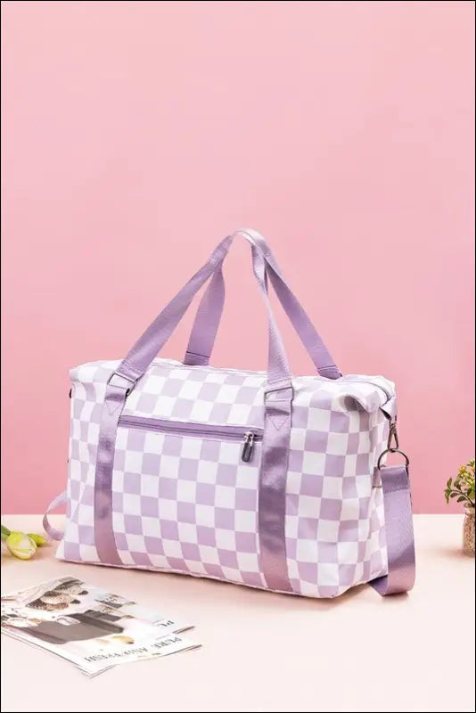 Zenana Checkered Multi-Pocket Travel Bag